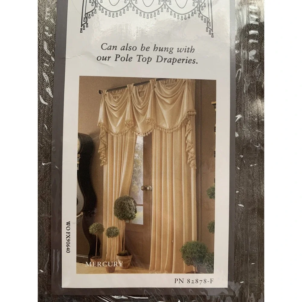 VTG Croscill Patriot Valances Sage Green Gold Tassels Mercury Style Classic PAIR
